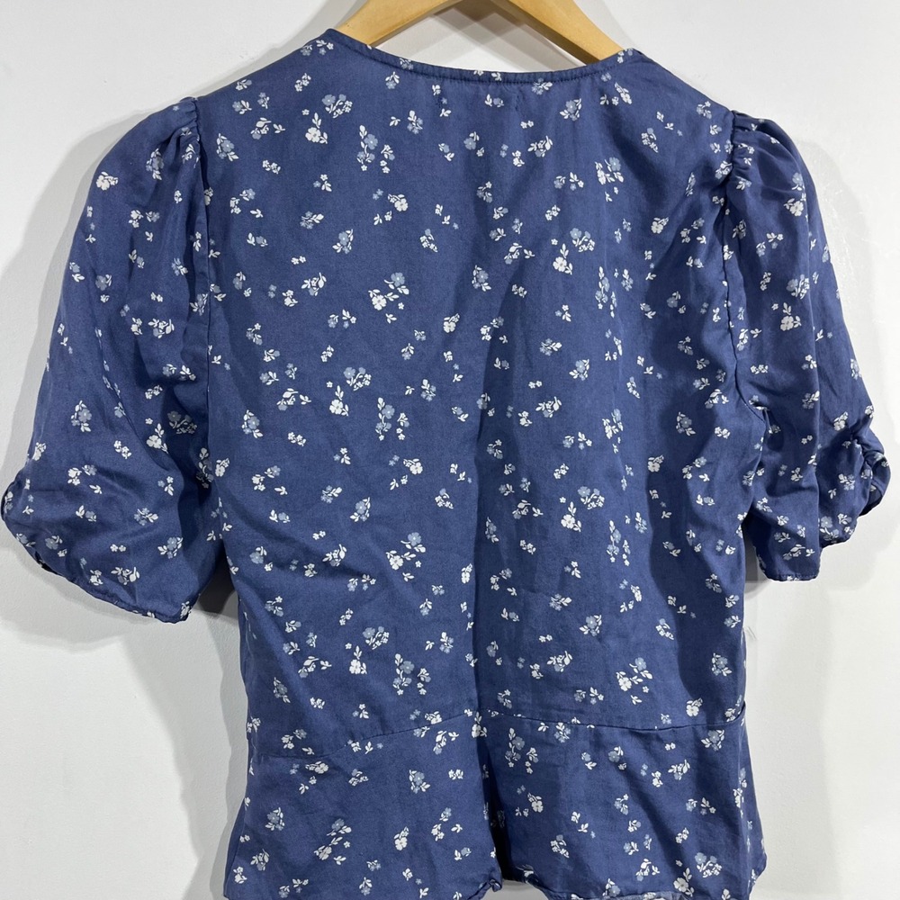Reformation Cottagecore Feminine Floral Button Front Puff Sleeve Blouse Size 4 - Picture 5 of 10